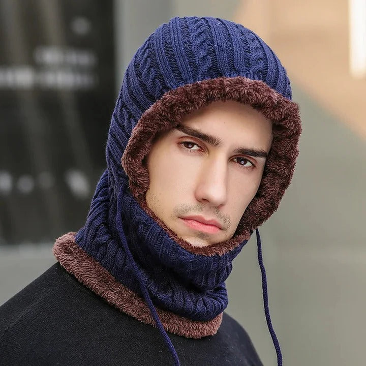 Thermal Woven Hooded Enclosure and Winter Knit Hat Balaclava with Scarf