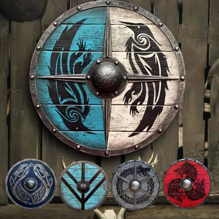 Round Wooden Decorative Shield with Multiple Design Options