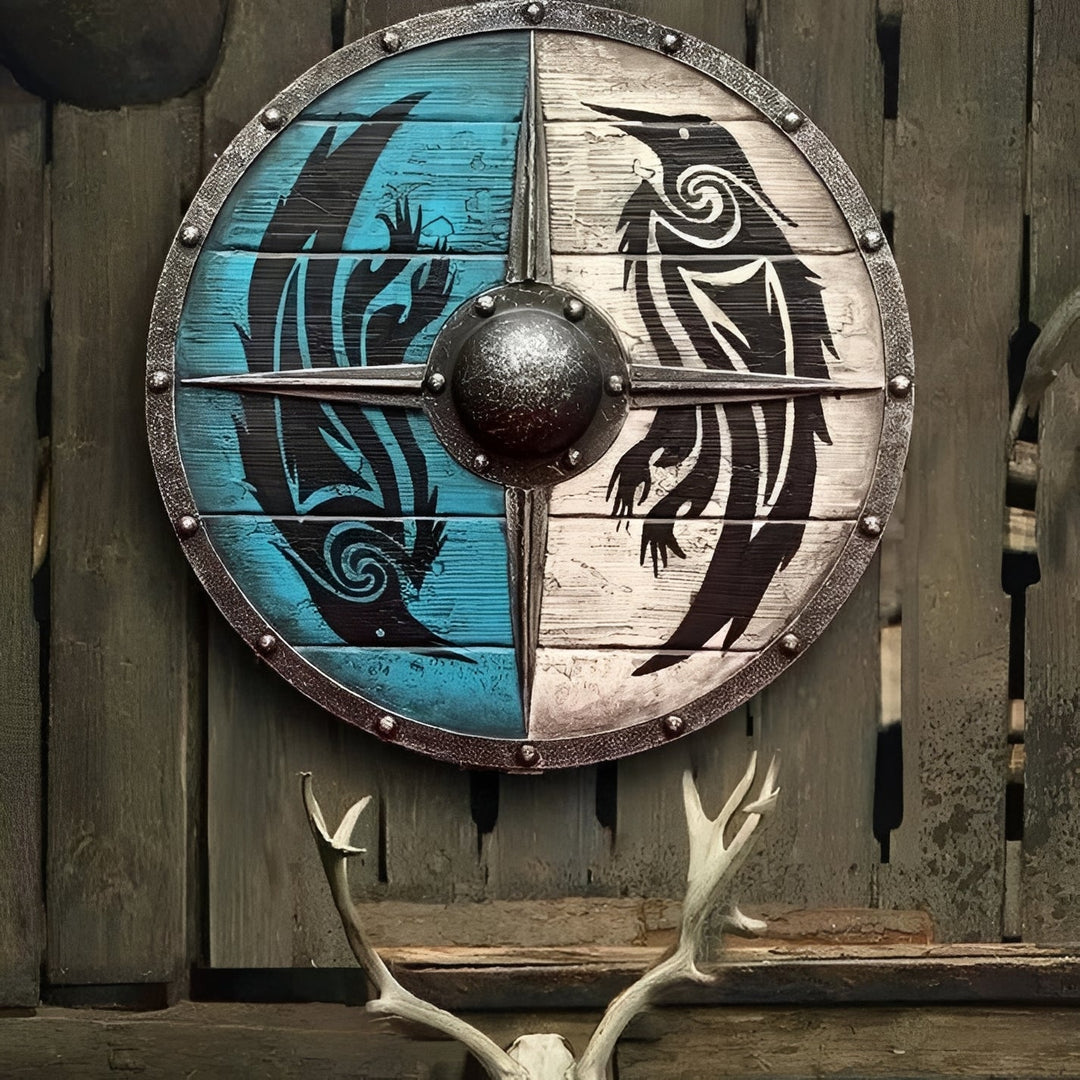 Round Wooden Decorative Shield with Multiple Design Options