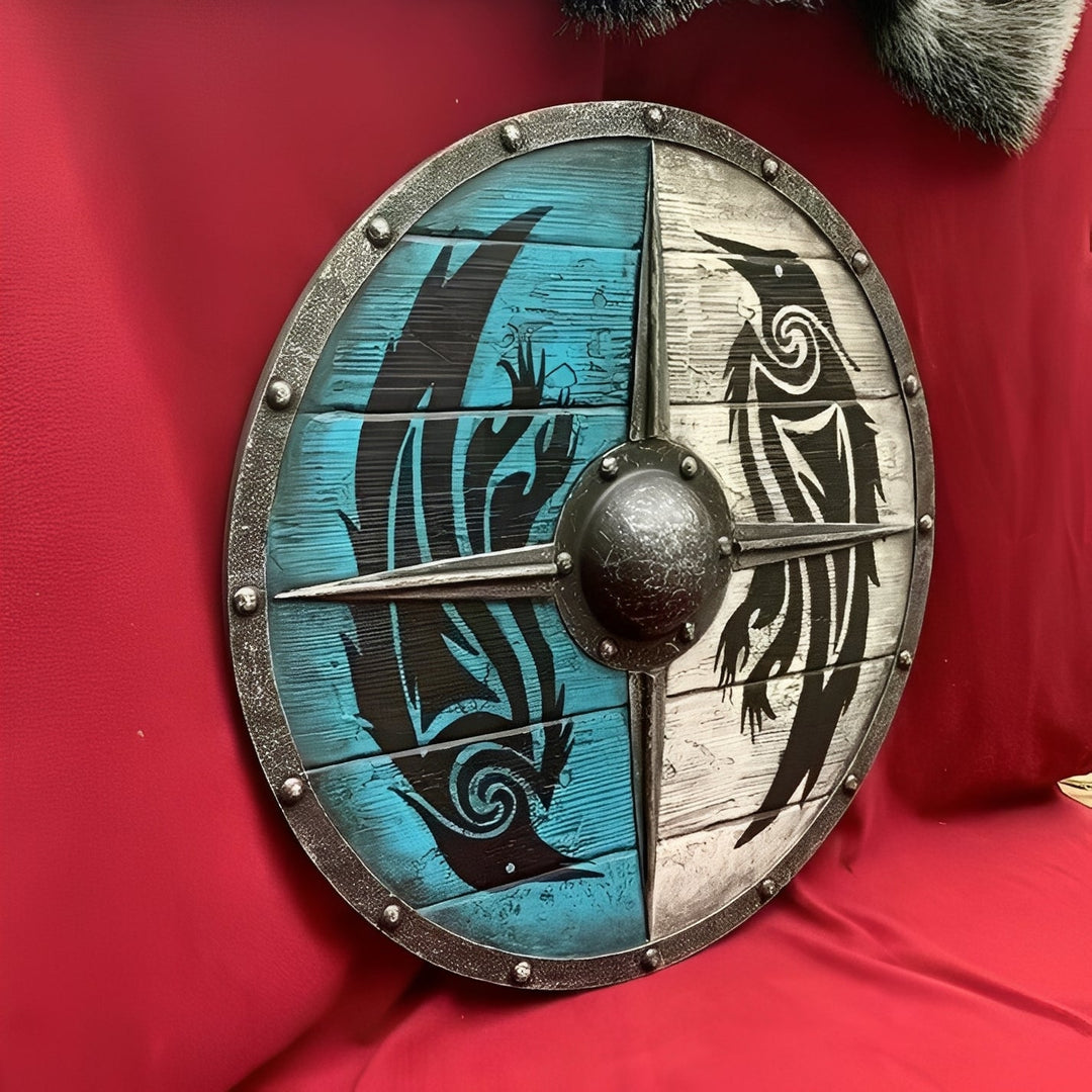 Round Wooden Decorative Shield with Multiple Design Options
