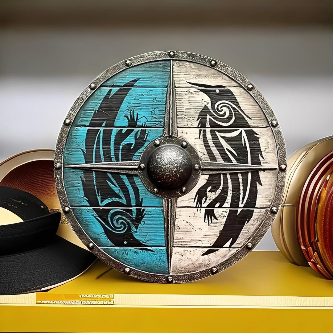 Round Wooden Decorative Shield with Multiple Design Options
