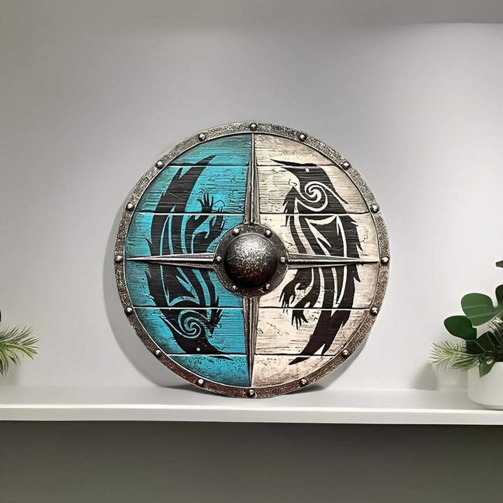 Round Wooden Decorative Shield with Multiple Design Options