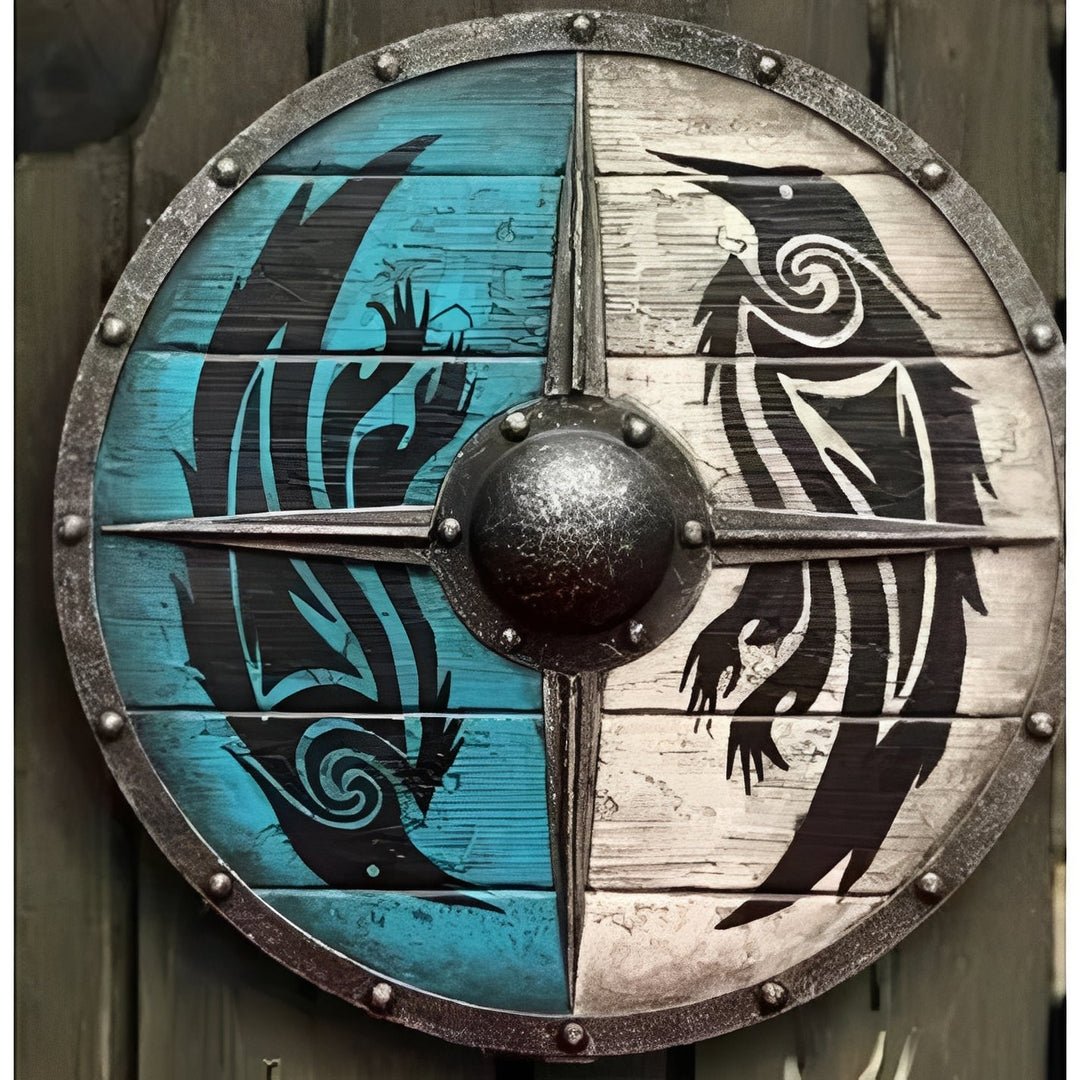 Round Wooden Decorative Shield with Multiple Design Options