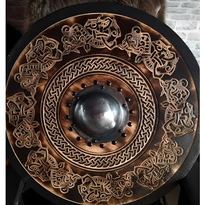 Round Wooden Decorative Shield with Multiple Design Options