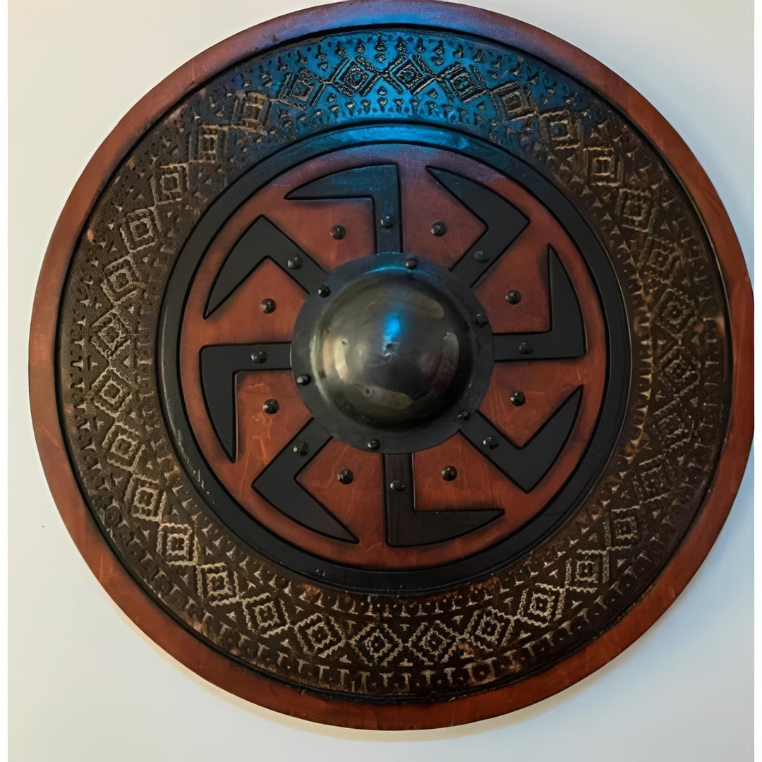 Round Wooden Decorative Shield with Multiple Design Options