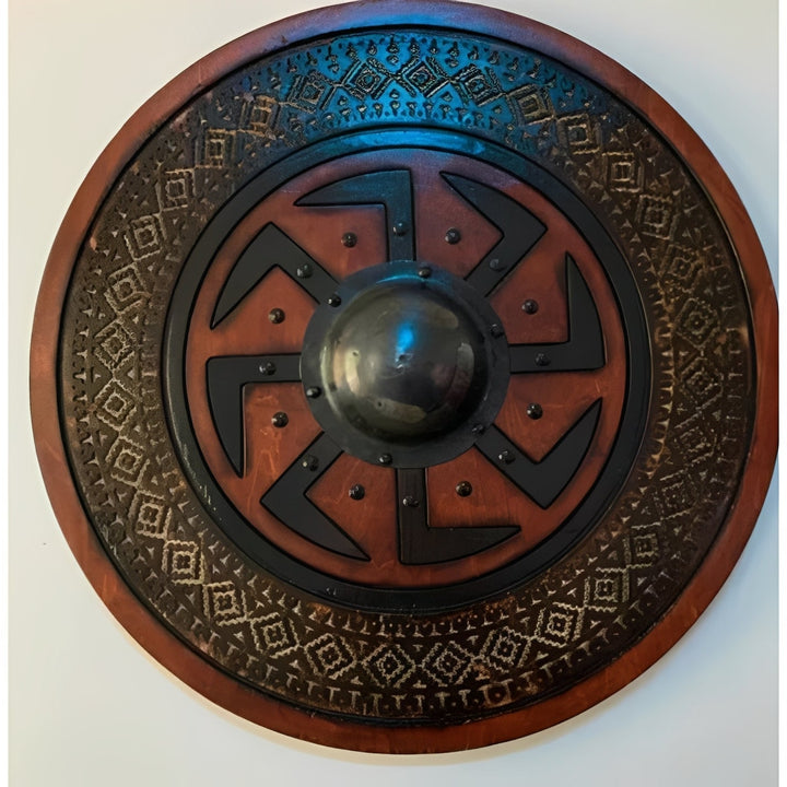 Round Wooden Decorative Shield with Multiple Design Options