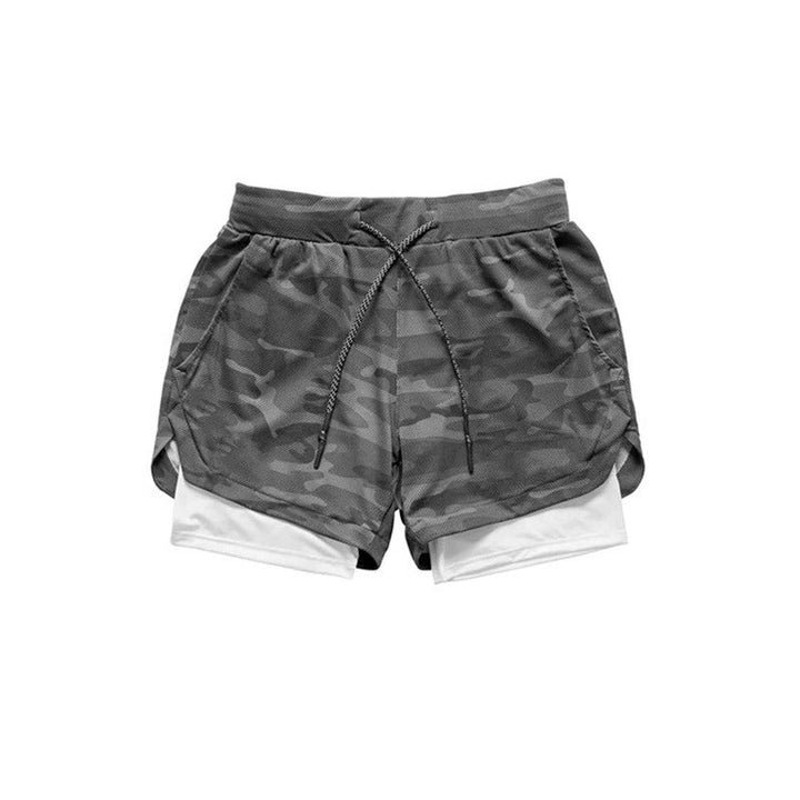 Men’s Camo Workout Shorts with Integrated Compression Liner