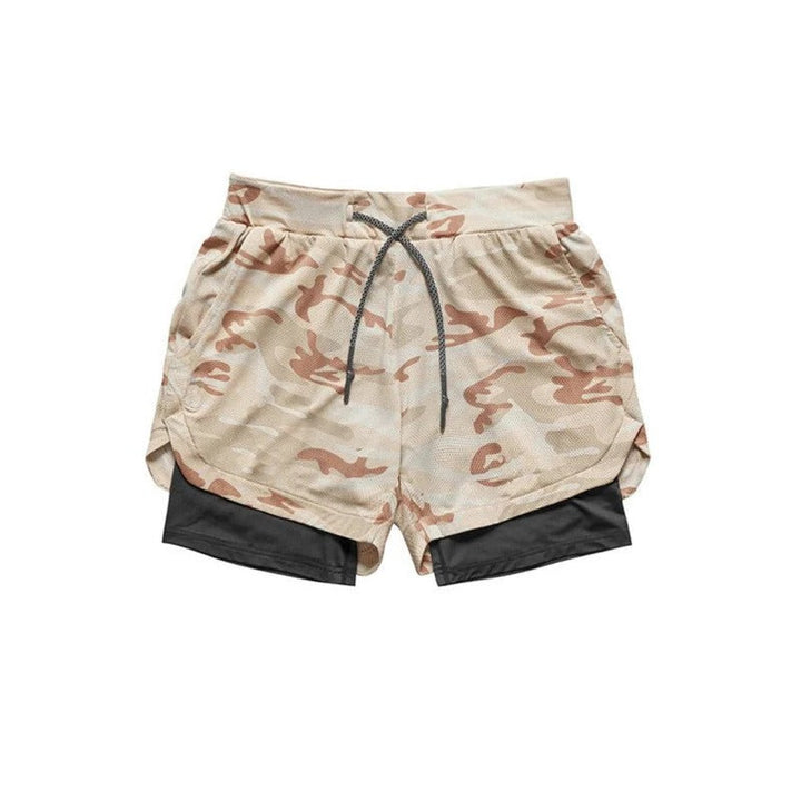 Men’s Camo Workout Shorts with Integrated Compression Liner