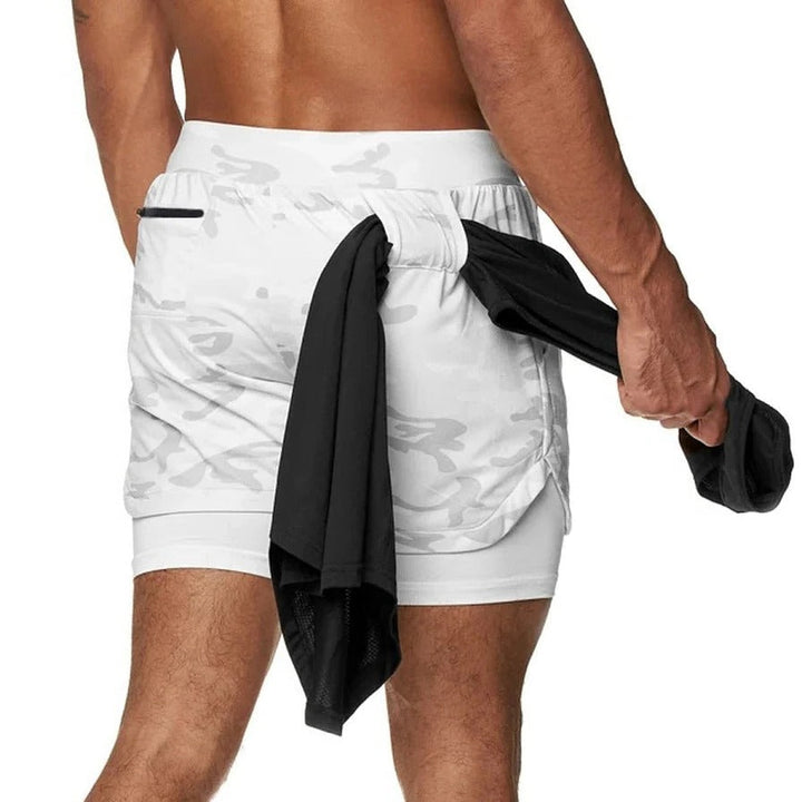Men’s Camo Workout Shorts with Integrated Compression Liner