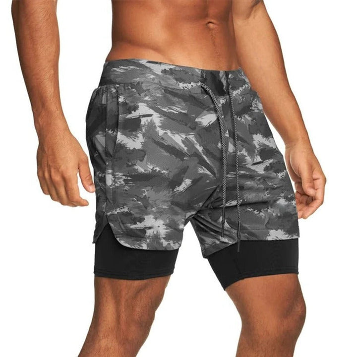 Men’s Camo Workout Shorts with Integrated Compression Liner