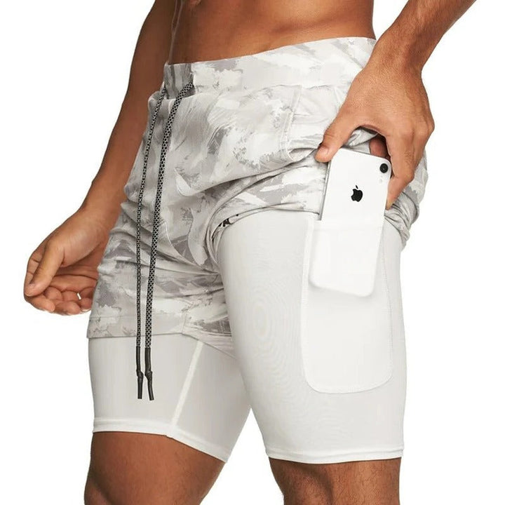 Men’s Camo Workout Shorts with Integrated Compression Liner