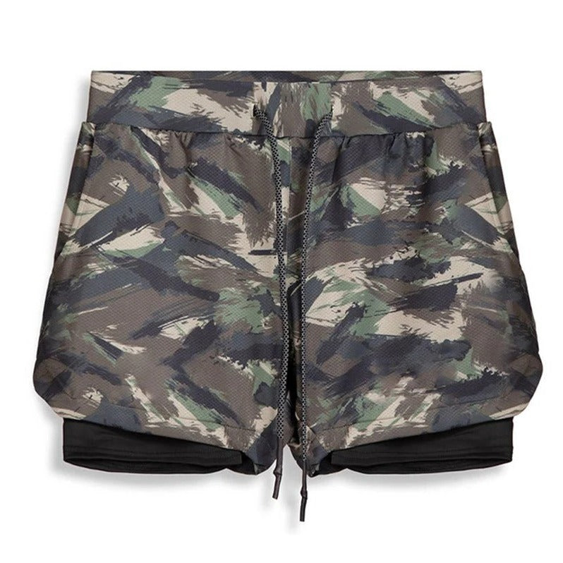 Men’s Camo Workout Shorts with Integrated Compression Liner