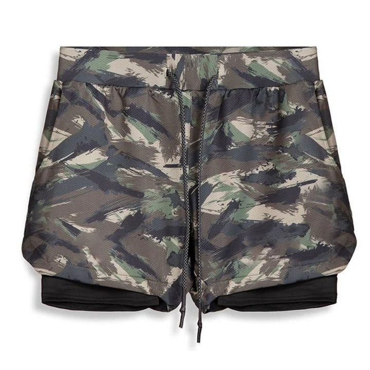 Men’s Camo Workout Shorts with Integrated Compression Liner