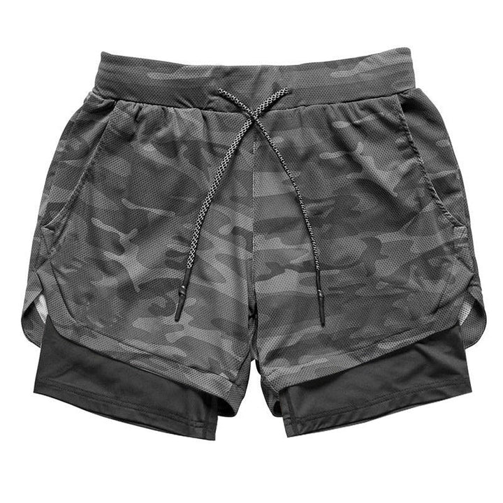 Men’s Camo Workout Shorts with Integrated Compression Liner