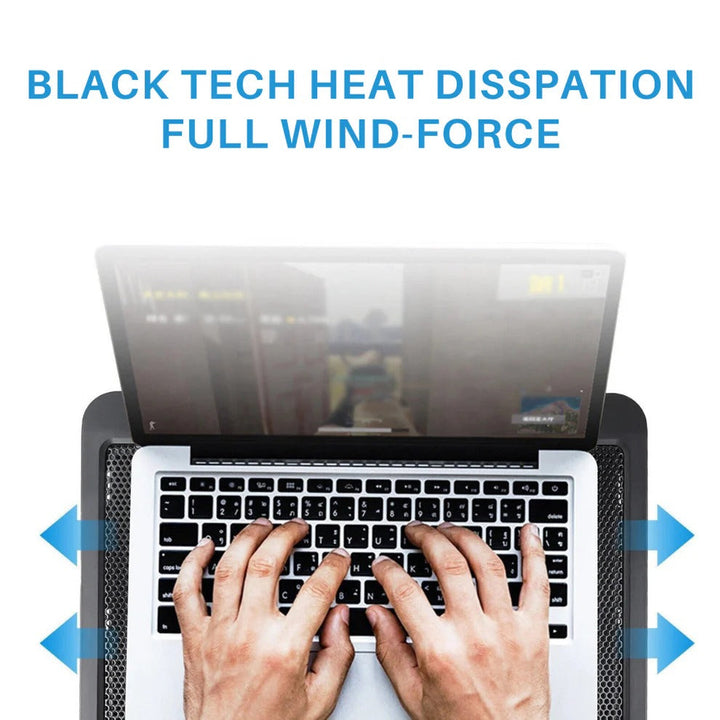 6 Fan Mesh Laptop Cooling Stand with Speed Control and USB Hub