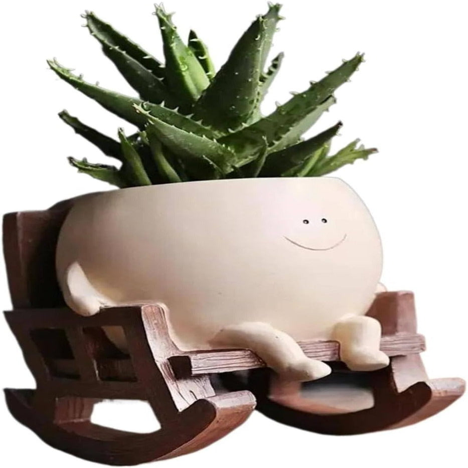 Smiling Face Resin Planter for Small Succulents and Houseplants