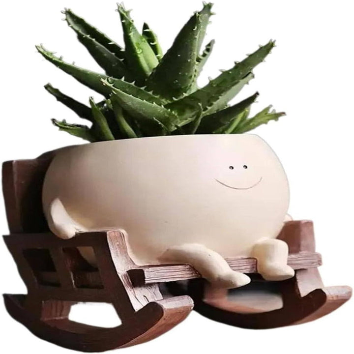 Smiling Face Resin Planter for Small Succulents and Houseplants