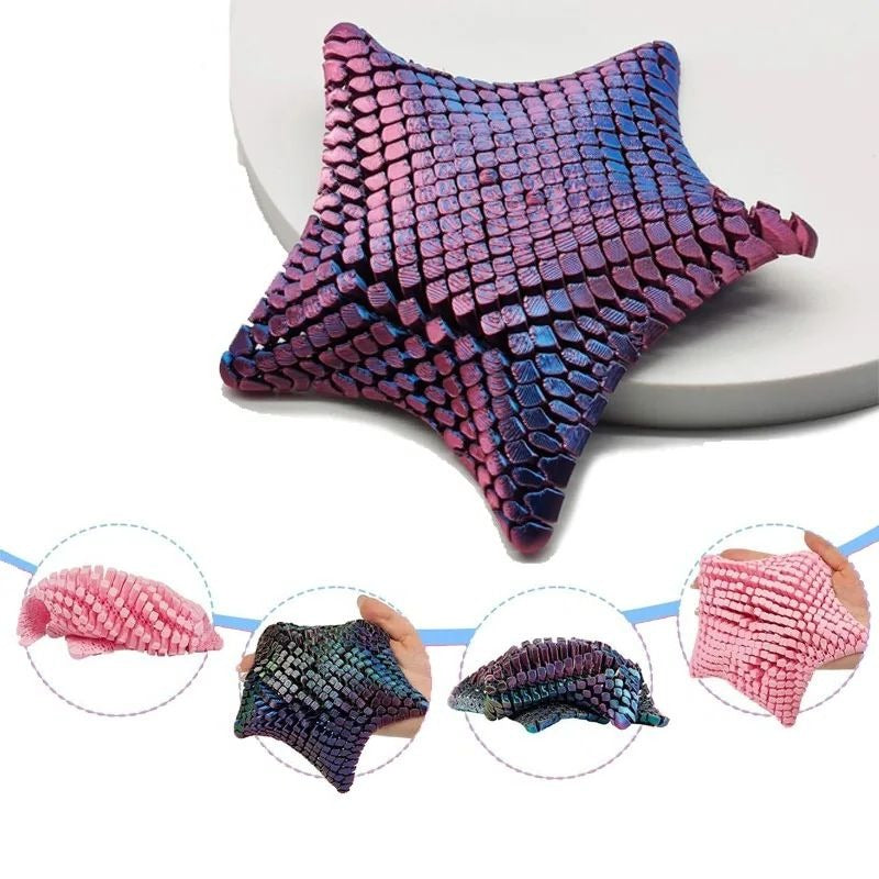 3D Printed Jointed Sea Star Sensory Toy with Flexible Articulated Segments for Desk Fidgeting