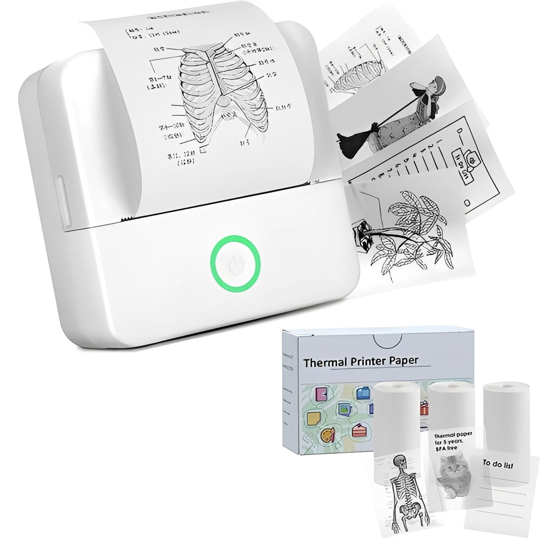 Portable Inkless Thermal Sticker Printer, Bluetooth Photo and Memo Printer