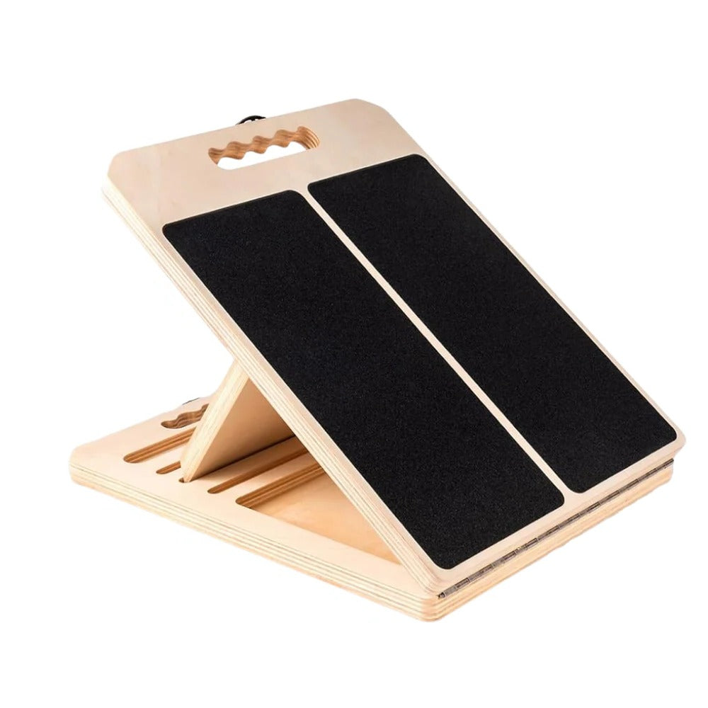 Multi Angle Wooden Slant Board with Adjustable Incline Levels for Stretching and Rehabilitation