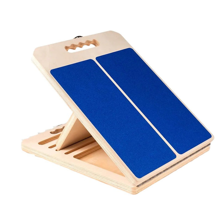 Multi Angle Wooden Slant Board with Adjustable Incline Levels for Stretching and Rehabilitation