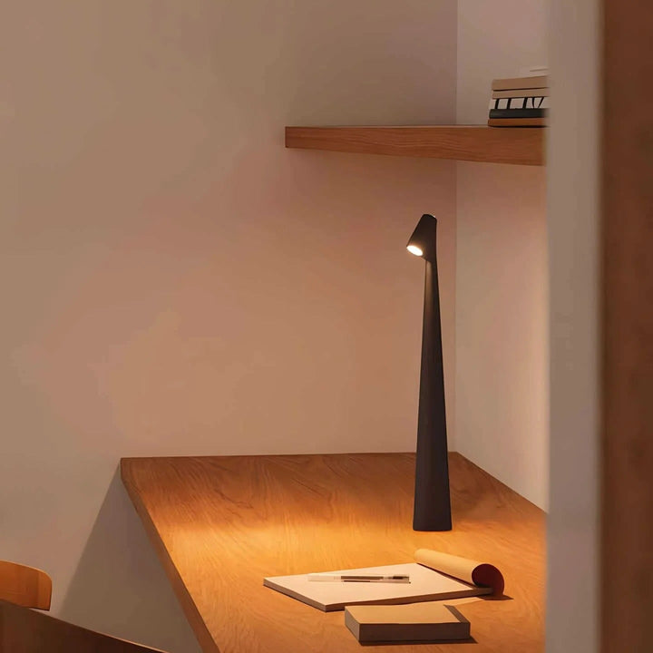 Rechargeable Aluminum Table Lamp with Adjustable Brightness and USB Port