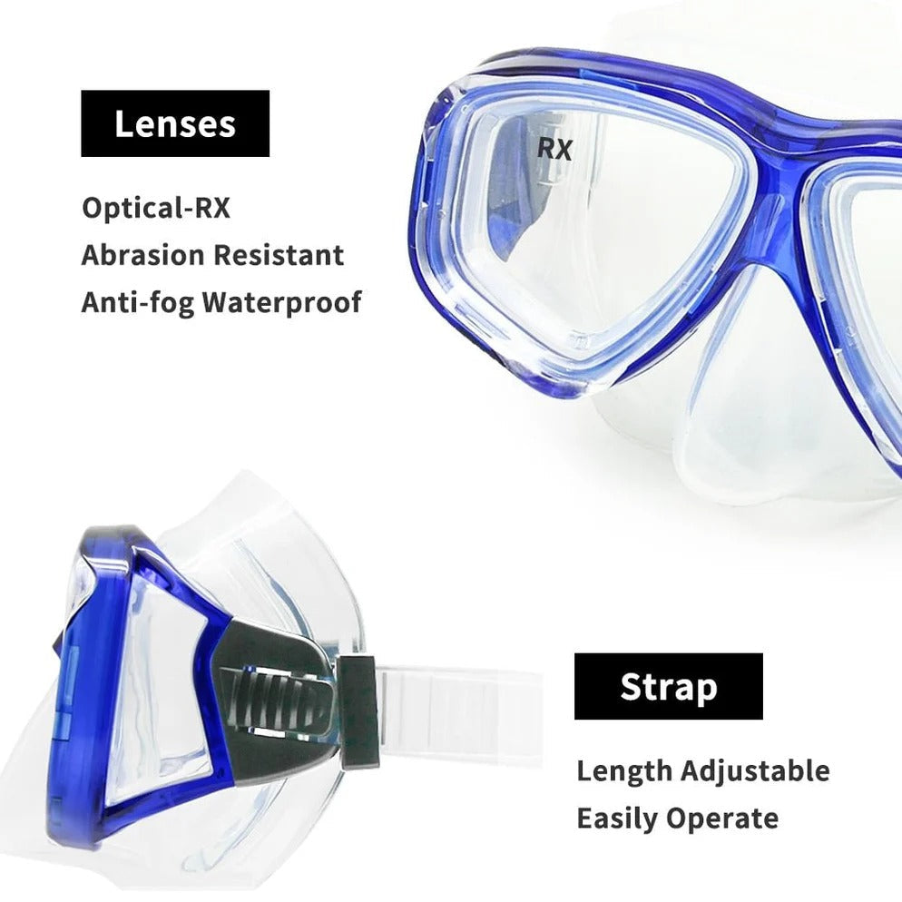 Full Face Scuba Mask with Tempered Glass Lens and Adjustable Fit