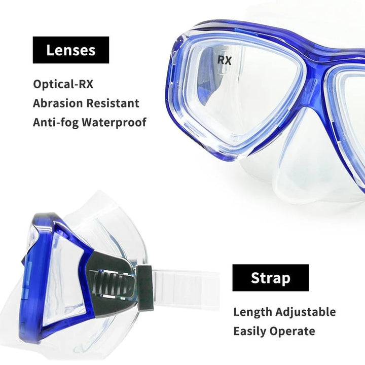 Full Face Scuba Mask with Tempered Glass Lens and Adjustable Fit