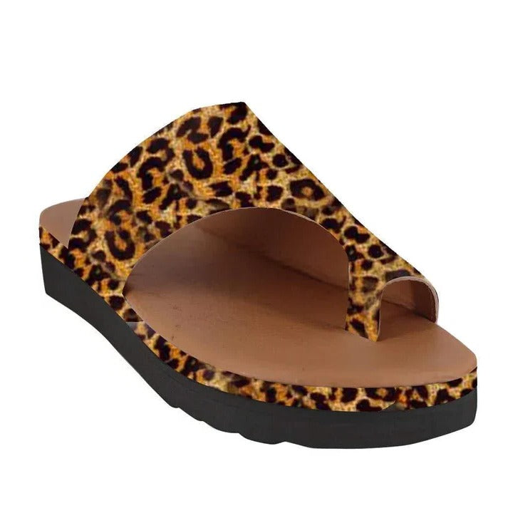Suede Toe Loop Flat Sandals with Thick Platform Sole