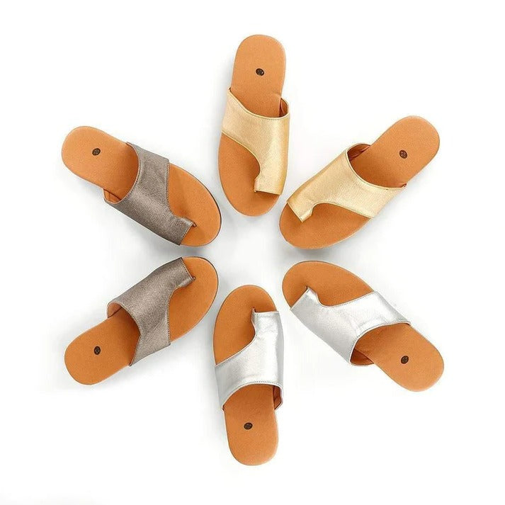 Suede Toe Loop Flat Sandals with Thick Platform Sole