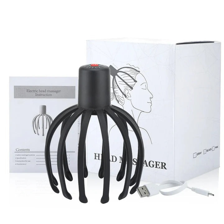 Electric Head Massager, Scalp Scratcher, Octopus Vibration Tool, USB Rechargeable