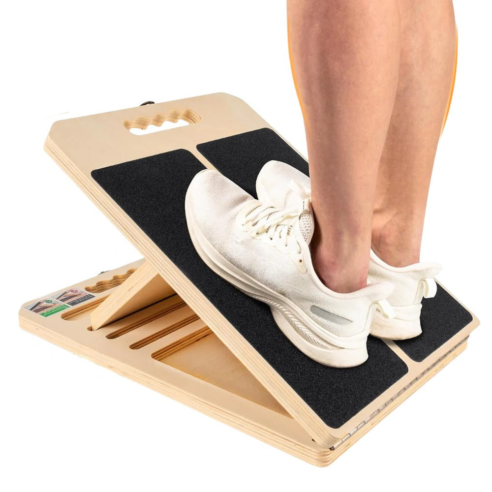 Multi Angle Wooden Slant Board with Adjustable Incline Levels for Stretching and Rehabilitation