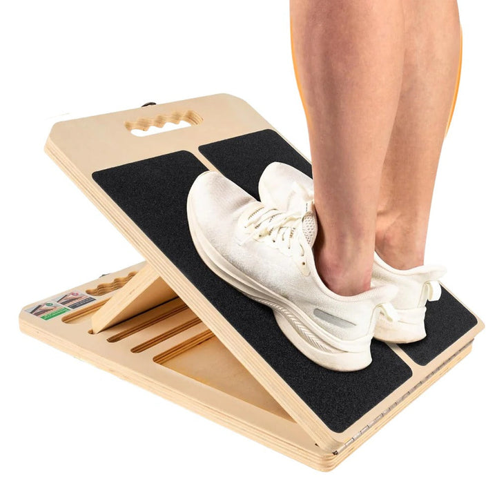 Multi Angle Wooden Slant Board with Adjustable Incline Levels for Stretching and Rehabilitation