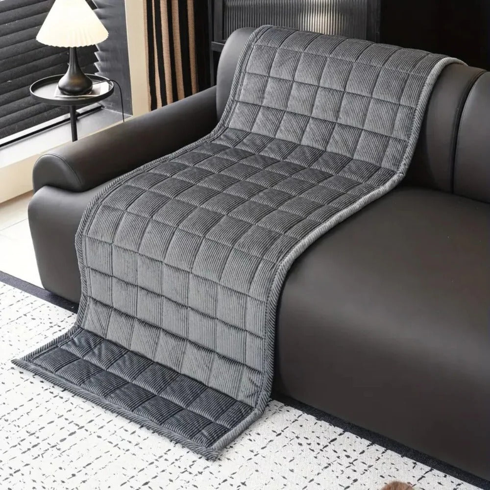 Quilted Couch Cover with Patterned Design