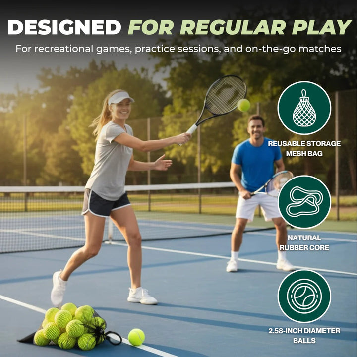 Standard Size Practice Tennis Balls, Set of 20 with Mesh Storage Bag