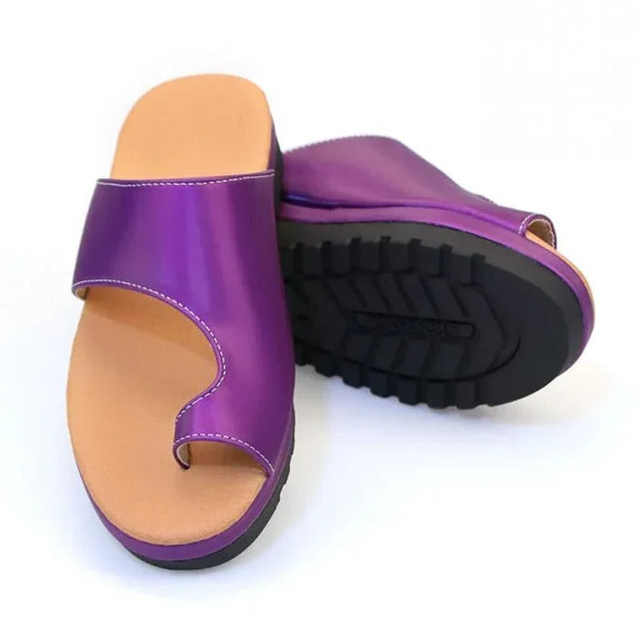 Suede Toe Loop Flat Sandals with Thick Platform Sole