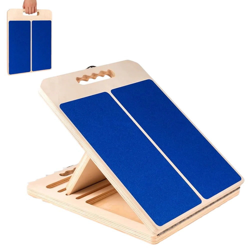 Multi Angle Wooden Slant Board with Adjustable Incline Levels for Stretching and Rehabilitation