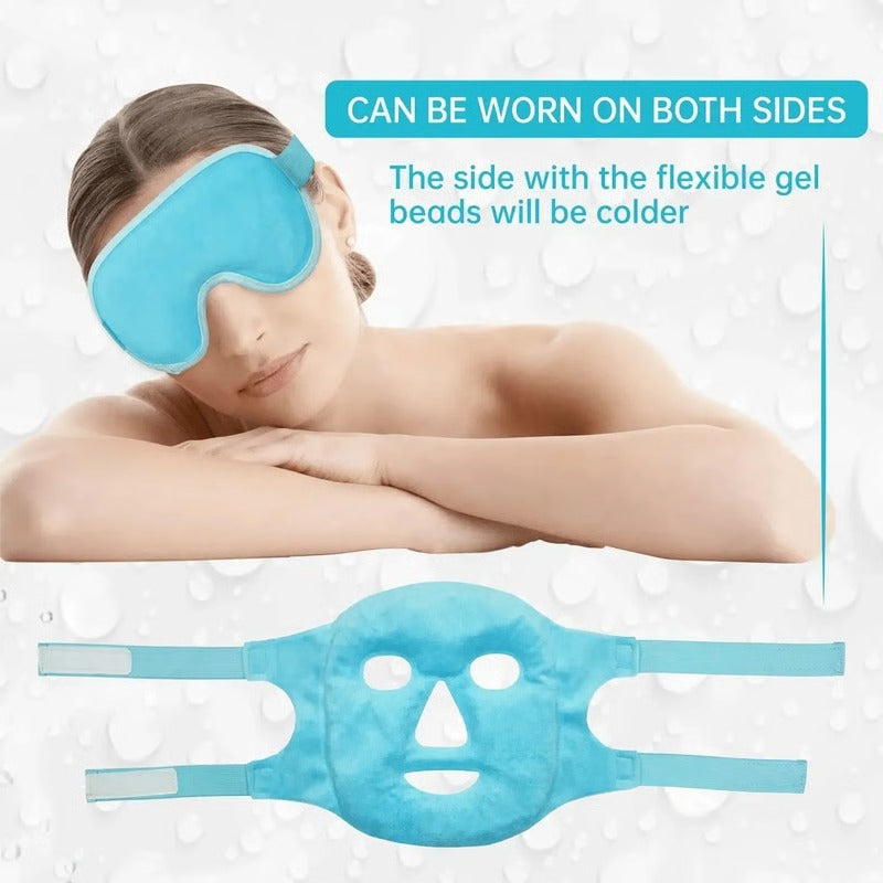 Reusable Gel Bead Eye and Face Cooling Mask with Hot and Cold Therapy for Puffiness and Relaxation