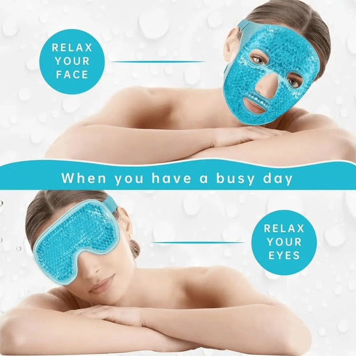 Reusable Gel Bead Eye and Face Cooling Mask with Hot and Cold Therapy for Puffiness and Relaxation