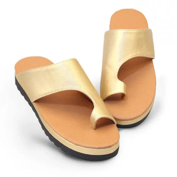 Suede Toe Loop Flat Sandals with Thick Platform Sole