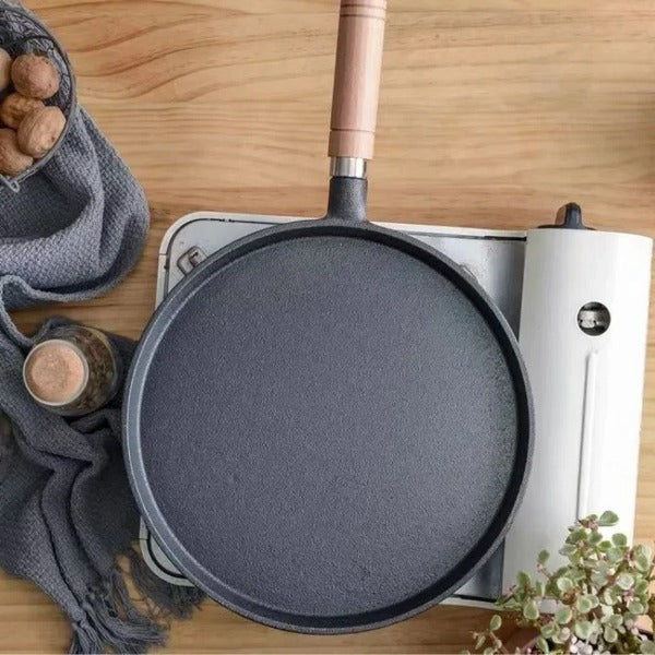 Uncoated Cast Iron Pancake Pan for Gas and Induction Stoves