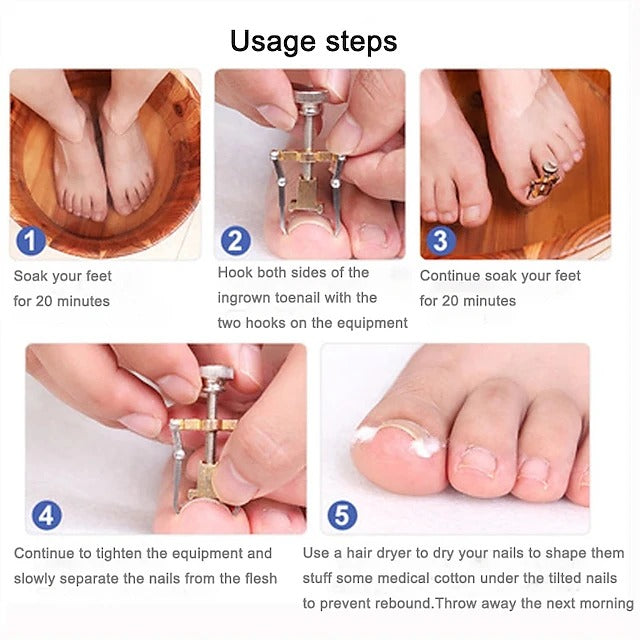 Stainless Steel Toenail Clip Tool with Hook and Tension Mechanism for Home Pedicure Care, 2 Piece