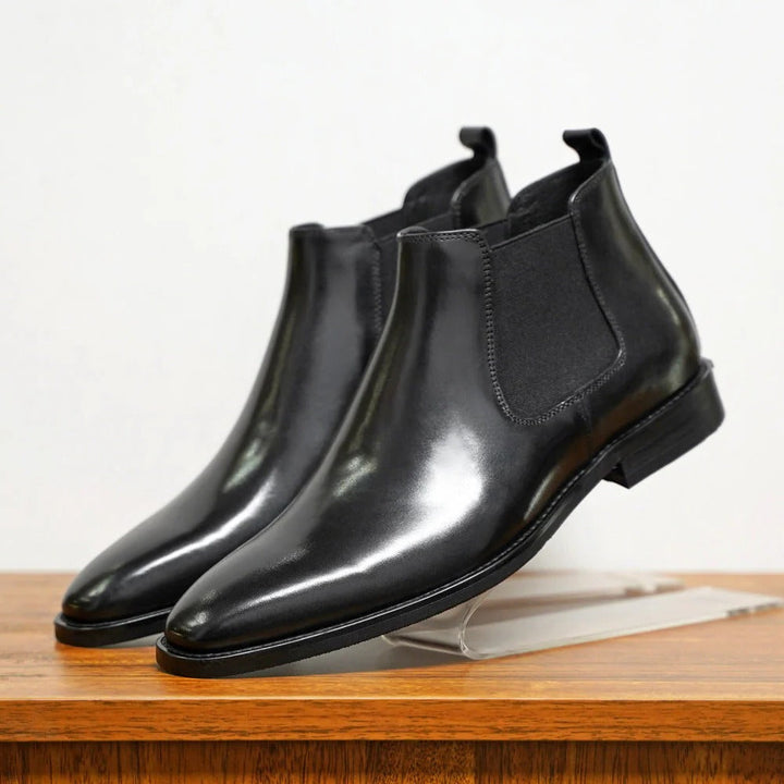 Mens Chelsea Boots with Elastic Panels and Almond Toe