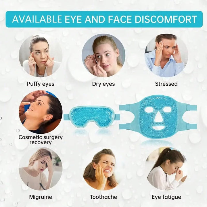 Reusable Gel Bead Eye and Face Cooling Mask with Hot and Cold Therapy for Puffiness and Relaxation