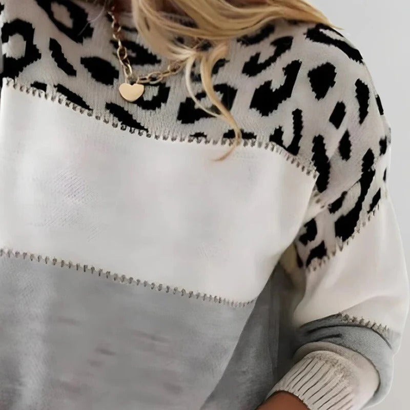 Wild Print Jumper Top with Leopard Pattern