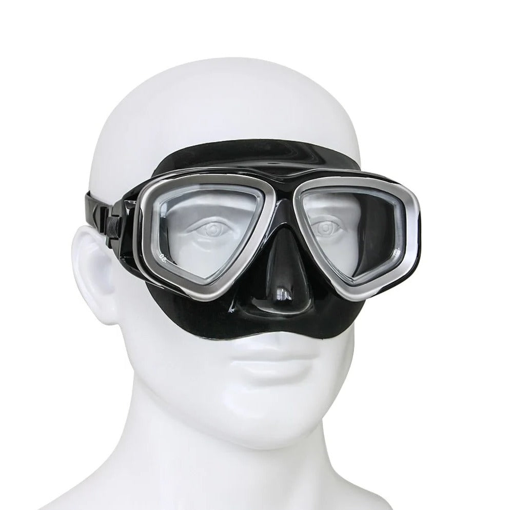 Full Face Scuba Mask with Tempered Glass Lens and Adjustable Fit