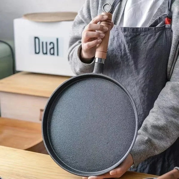 Uncoated Cast Iron Pancake Pan for Gas and Induction Stoves