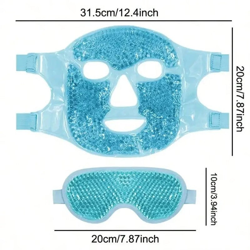 Reusable Gel Bead Eye and Face Cooling Mask with Hot and Cold Therapy for Puffiness and Relaxation