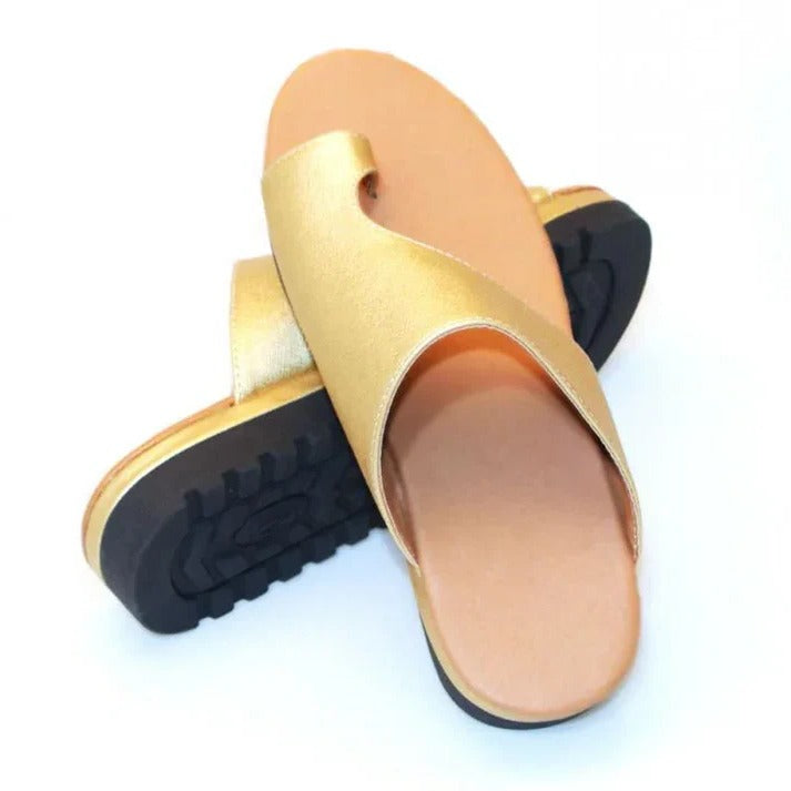 Suede Toe Loop Flat Sandals with Thick Platform Sole