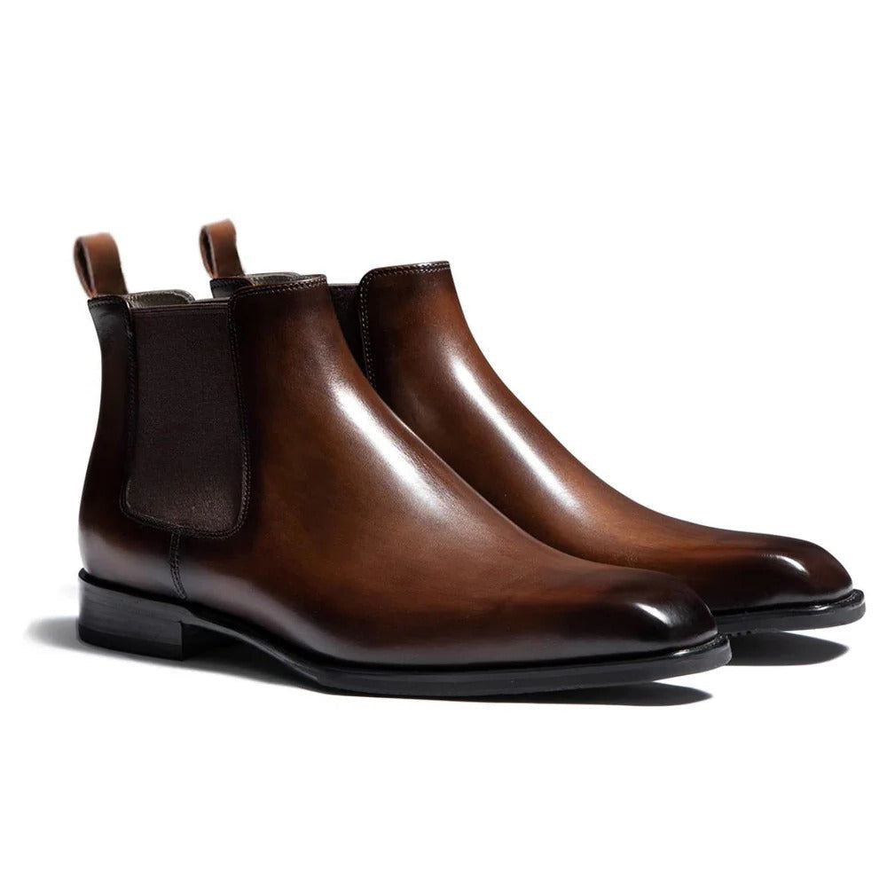 Mens Chelsea Boots with Elastic Panels and Almond Toe